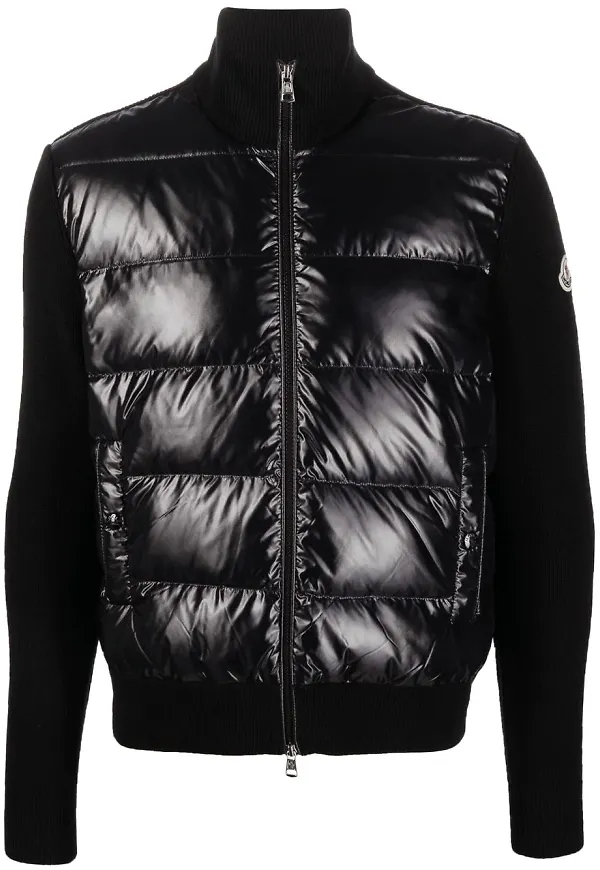 Moncler vadderad jacka med dragkedja - Svart