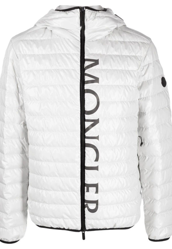 Moncler vadderad jacka med logotyp - Grå