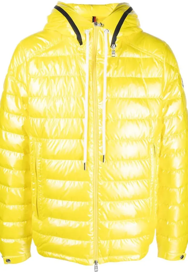 Moncler vadderad jacka med logotyp - Gul