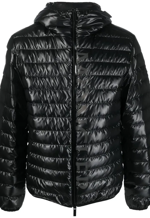 Moncler vadderad jacka med logotyp - Svart