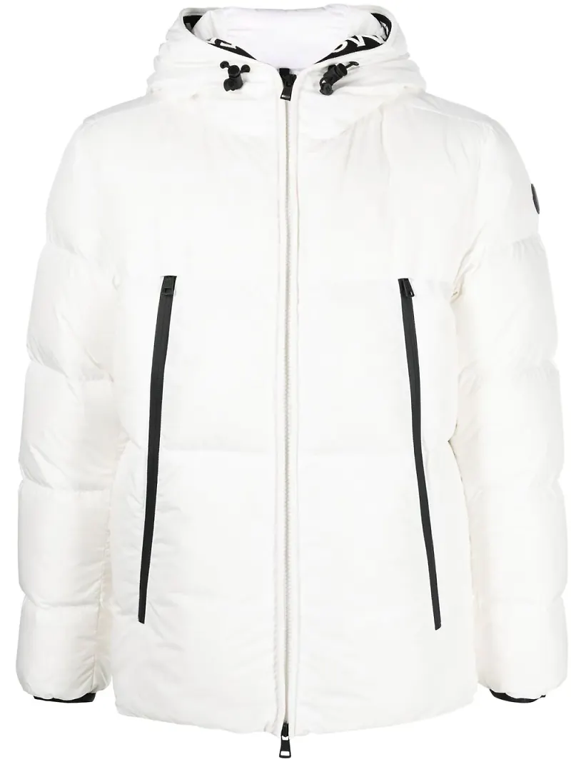 Moncler vadderad jacka med logotypmärke - Vit