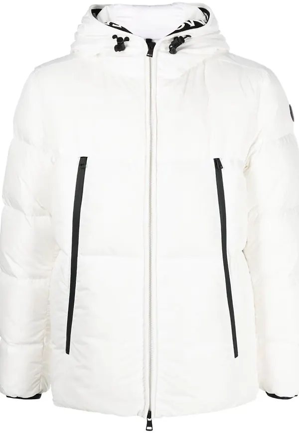 Moncler vadderad jacka med logotypmärke - Vit