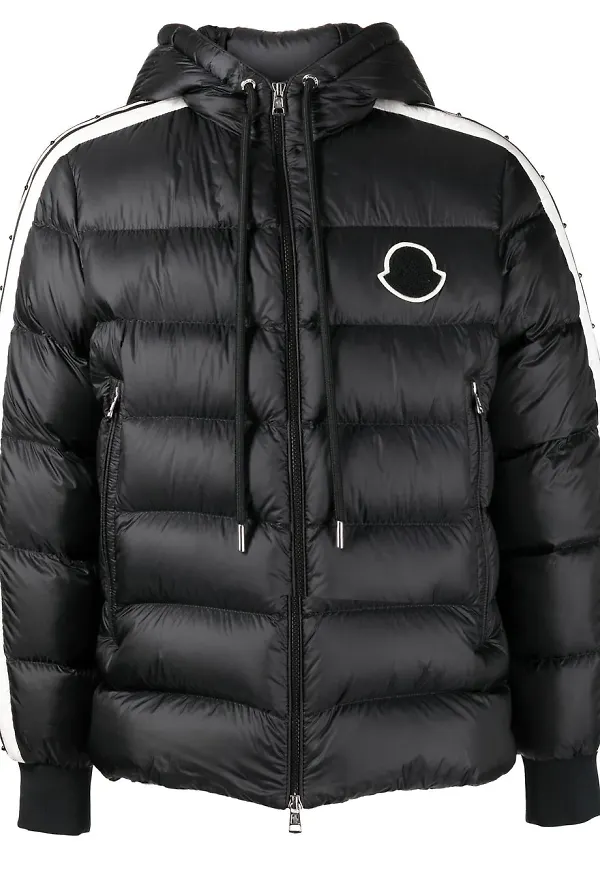 Moncler vadderad jacka med randdetalj - Svart
