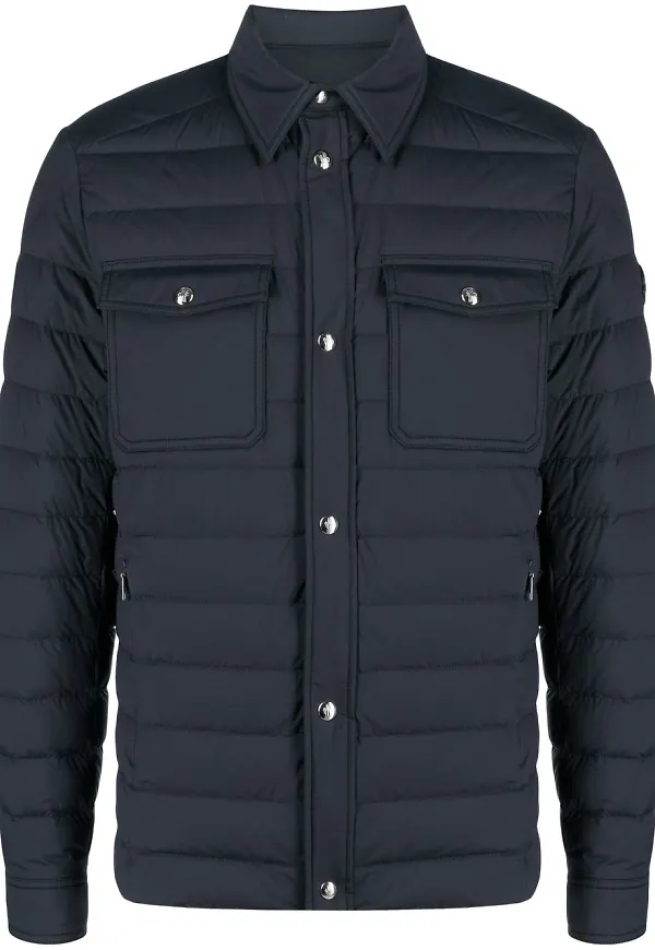 Moncler vadderad jacka med tryckknapp - Blå