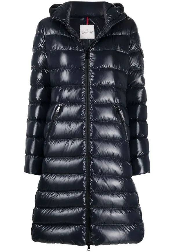Moncler vadderad kappa med huva - Blå