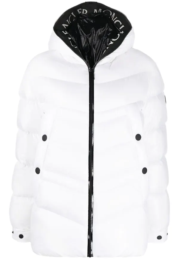 Moncler vadderad kappa med huva - Vit