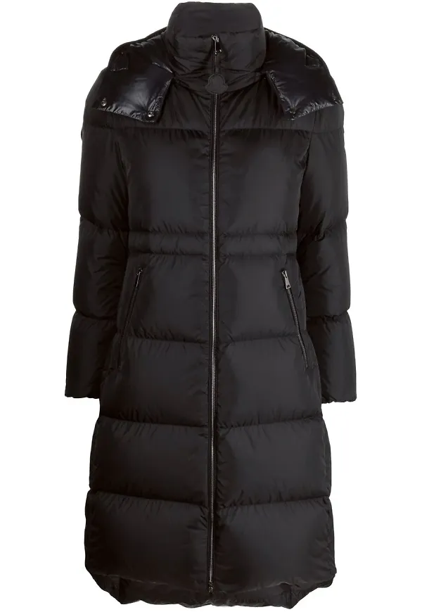 Moncler vadderad kappa med logotyp - Svart