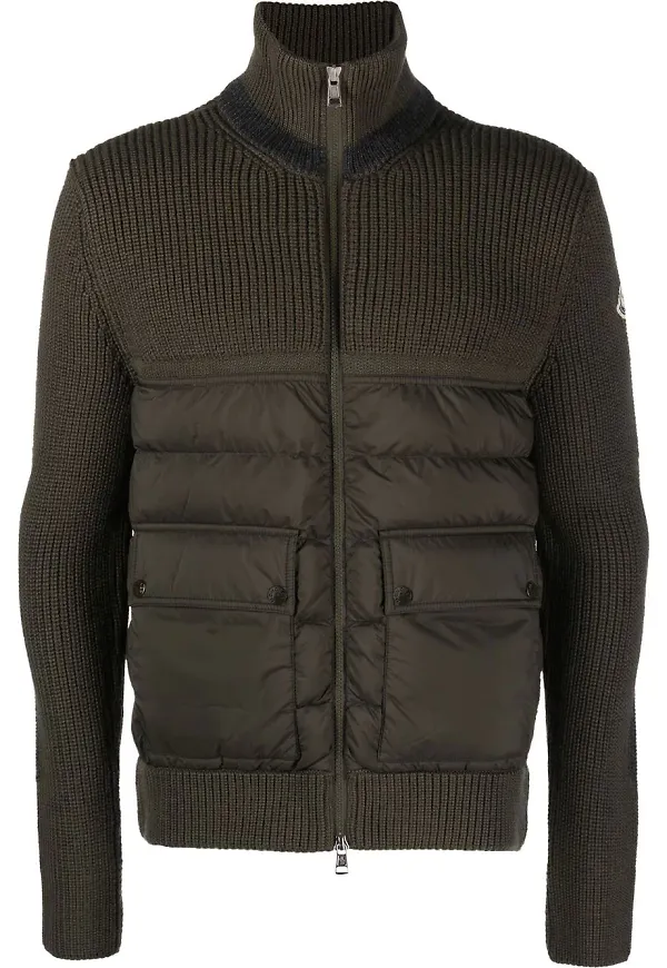 Moncler vadderad kofta med dragkedja - Grön