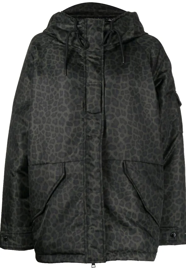 Moncler vadderad leopardmönstrad jacka - Grön