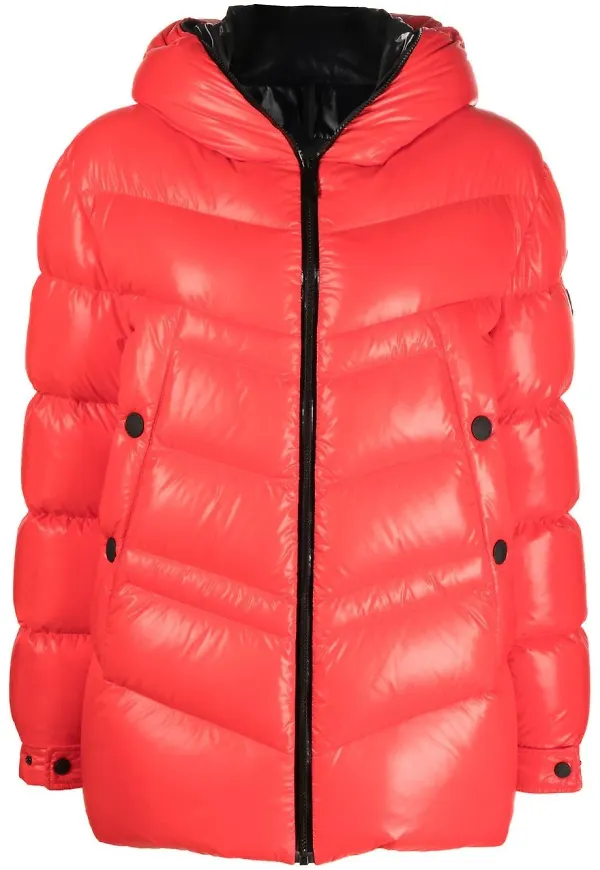 Moncler vadderad rock med huva - Röd