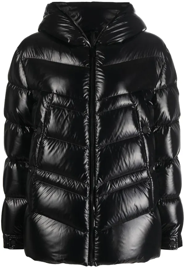 Moncler vadderad rock med huva - Svart