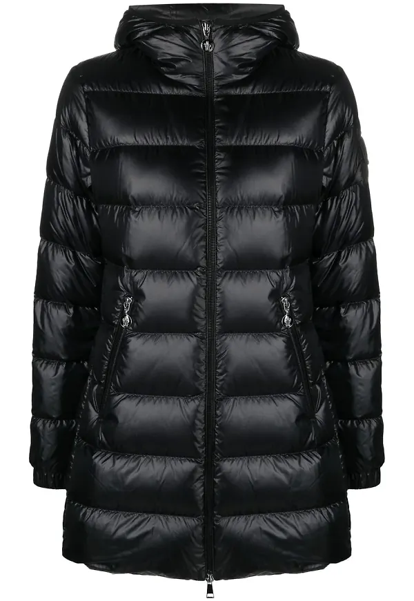 Moncler vadderad rock med huva - Svart
