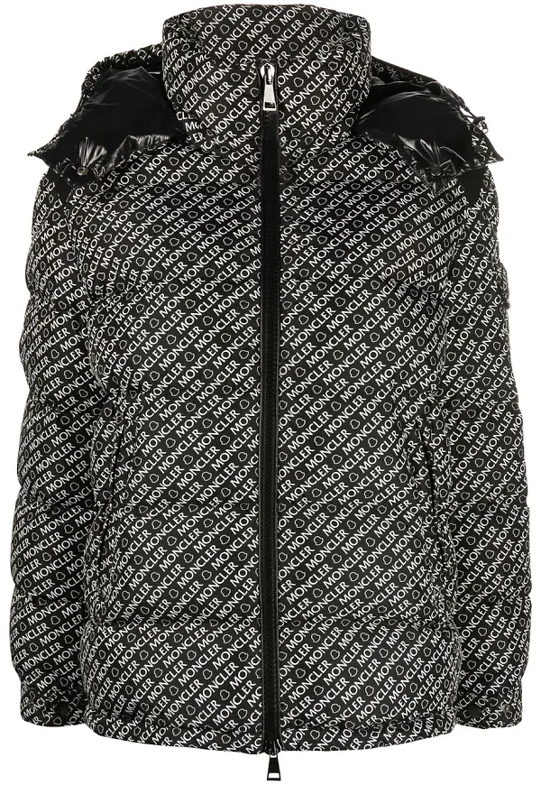 Moncler vadderad rock med logotyp - Svart