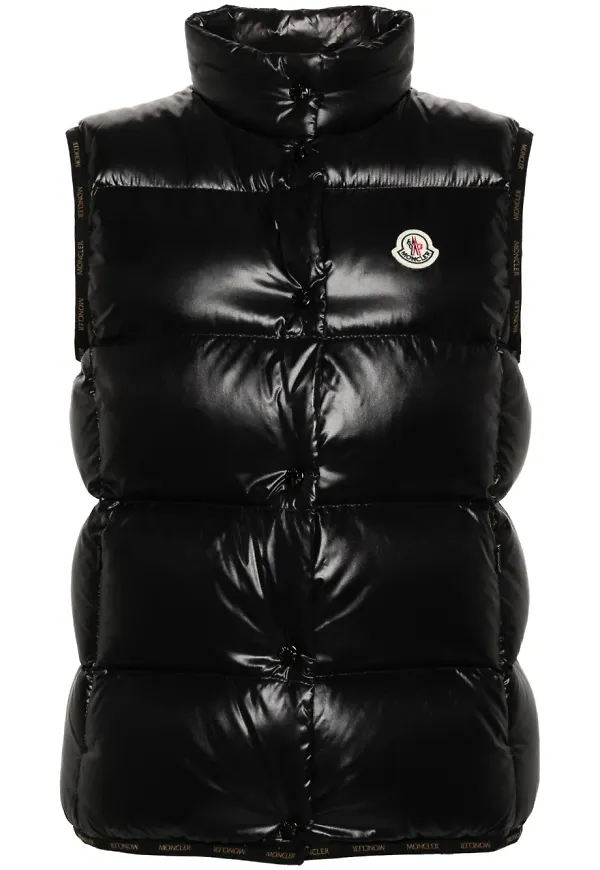 Moncler vadderad väst med hög krage - Svart