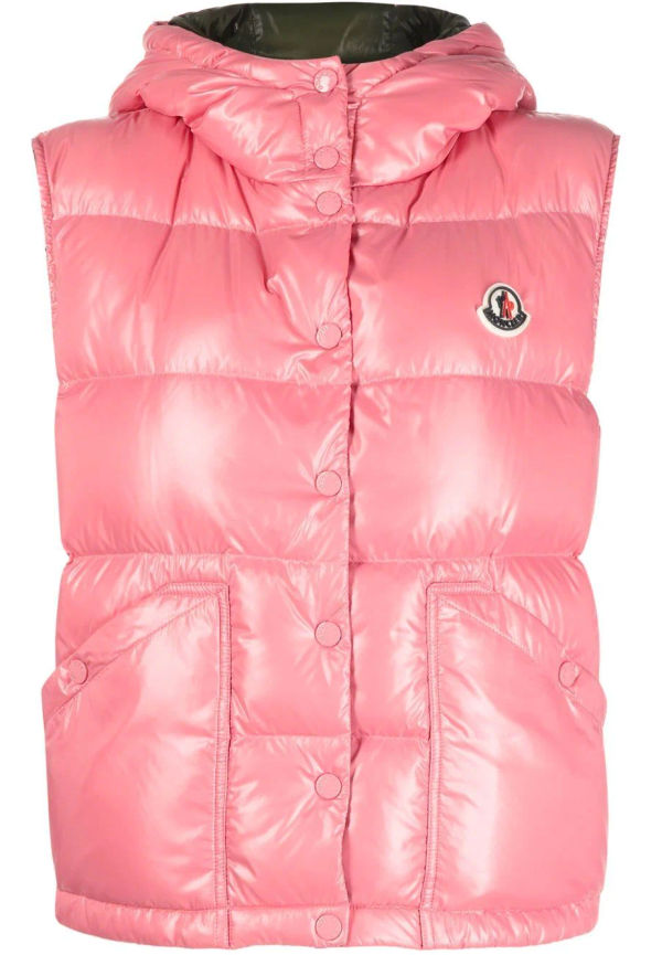Moncler vadderad väst med huva - Rosa