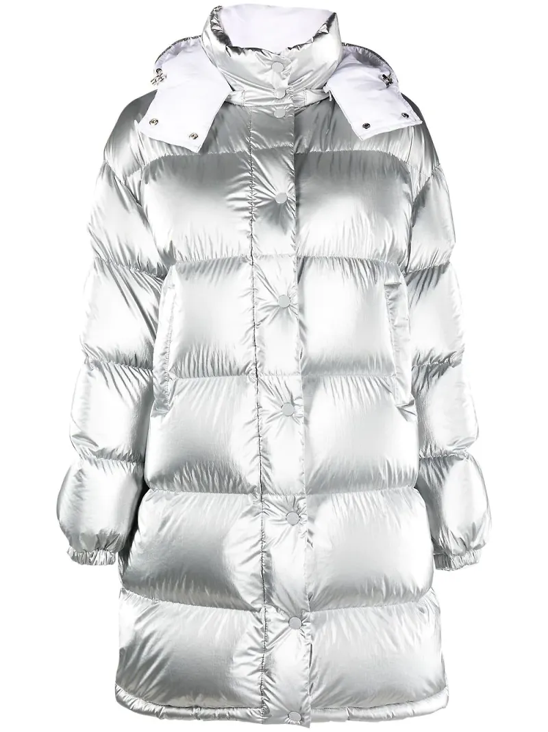Moncler vadderad ytterjacka med logotyp - Grå