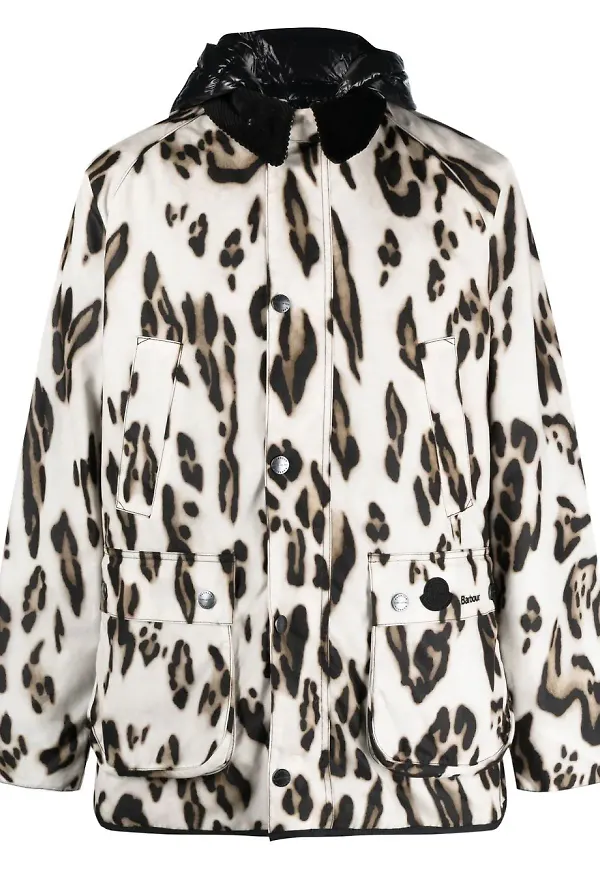 Moncler Wight leopardmönstrad dunjacka - Neutral