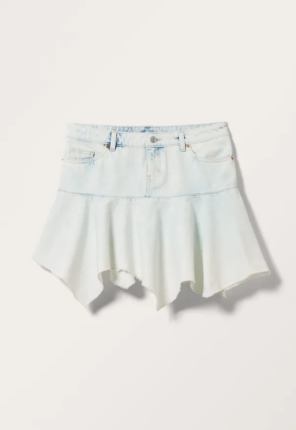 Monki Asymmetrisk Denimkjol Blekt Blå, Kjolar i storlek 36
