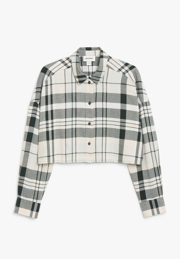 Monki Croppad Flanellskjorta Grönrutig, Casualskjortor i storlek XL