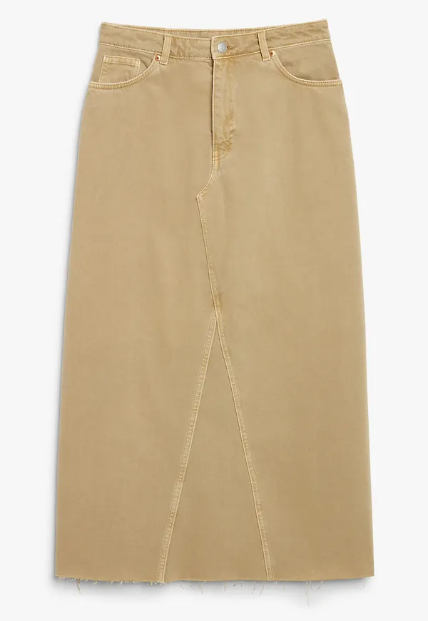 Monki Denimkjol Med Fransig Kant Ljusbeige, Kjolar i storlek 34