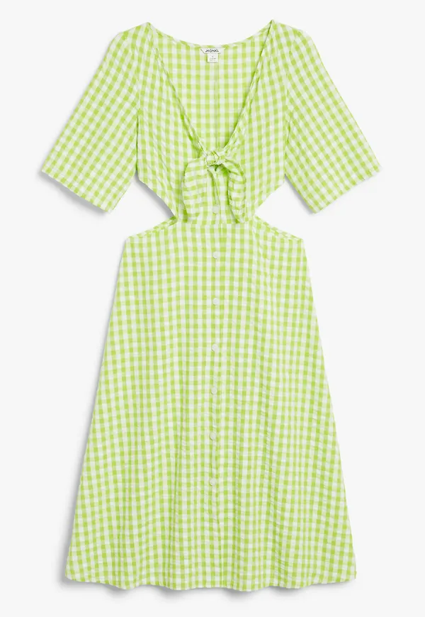 Monki Ginghamrutig Klänning I Bäckebölja Limegrön/gingham, Vardagsklänningar i storlek S