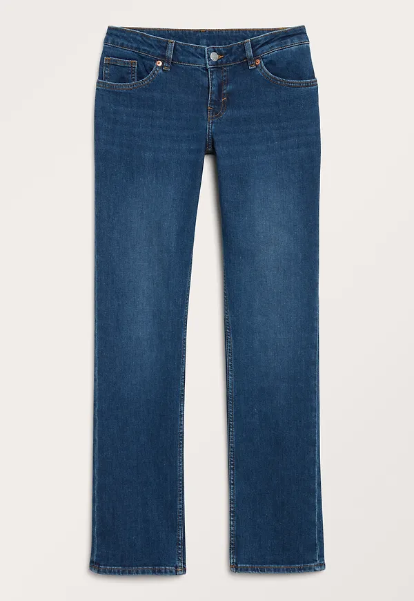 Monki Jeans Med Raka Ben Och Låg Midja Havsblå, Straight i storlek W 33
