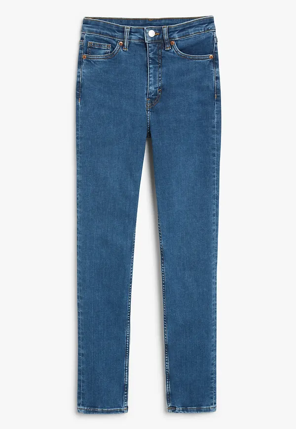 Monki Jin Hög Midja Flex Fit Blåa Jeans Blå, Skinny i storlek XL