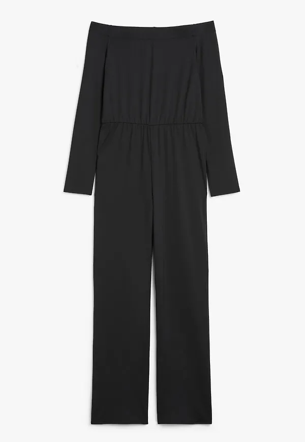 Monki Jumpsuit Med Båtringning Och Lång Ärm Svart, Jumpsuits i storlek S