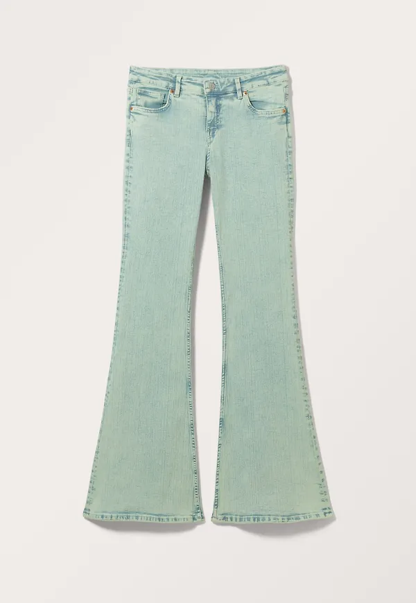 Monki Katsumi Låga Jeans Med Utsvängda Ben Gröngul, Straight i storlek 27/32