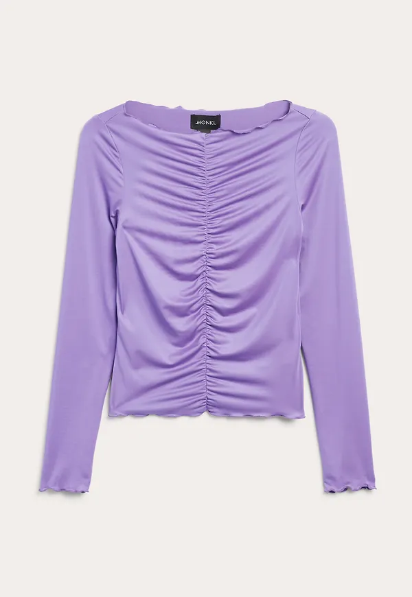 Monki Långärmad Rynkad Topp Lila, Toppar i storlek XL