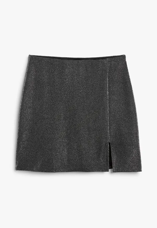 Monki Metallicskimrande Minikjol Med Hög Midja Svart, Kjolar i storlek L