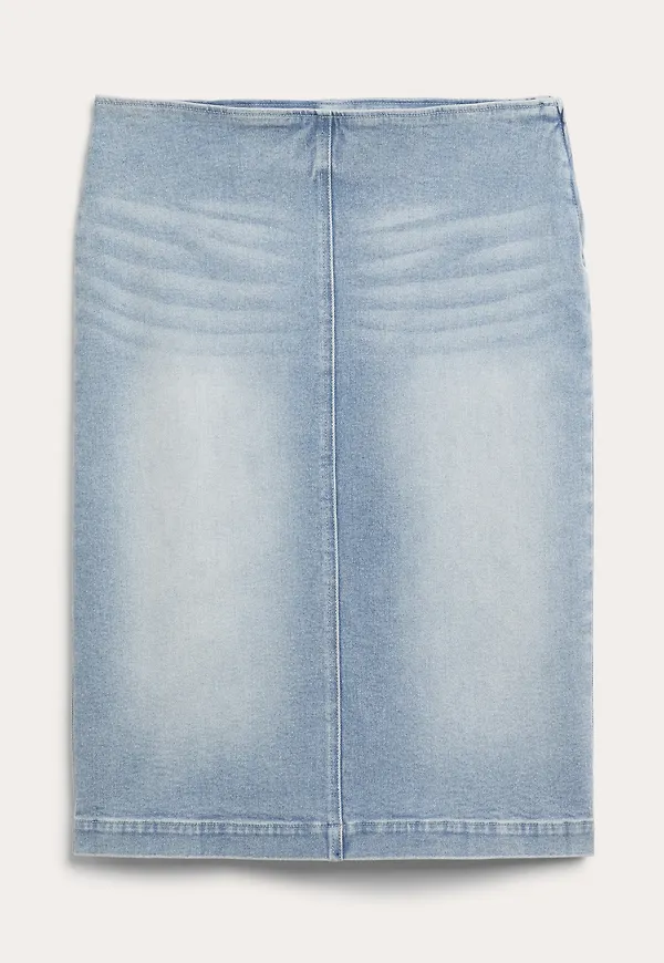 Monki Midi Jeanskjol Med Låg Midja Radikalt Blått, Kjolar i storlek L