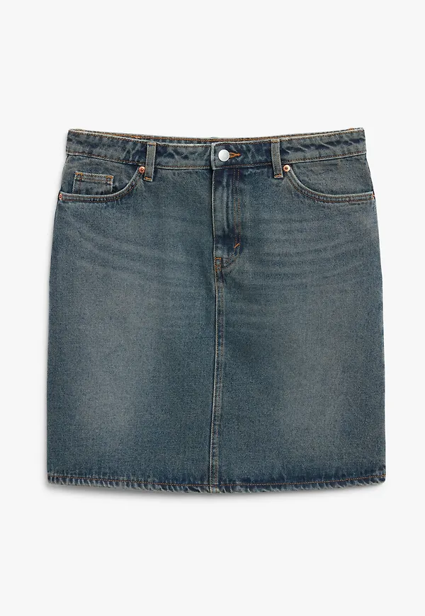 Monki Midilång Denimkjol Dammblå, Kjolar i storlek 46