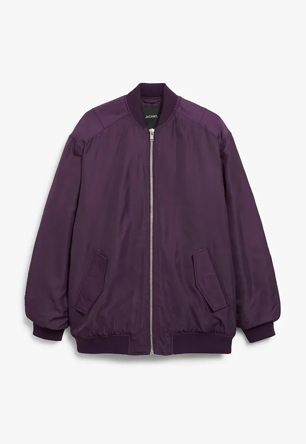 Monki Mörkila Oversized Bomberjacka Mörklila, Jackor i storlek XS
