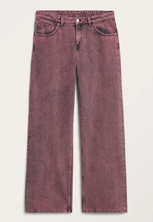 Monki Naoki Låg Midja Vida Jeans Svart Tonad Rosa, Baggy i storlek 26/32