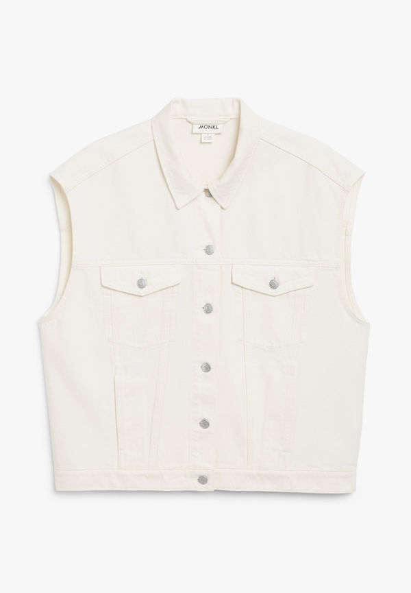 Monki Oversized Denim Vest White, Västar i storlek XL och färg Vit