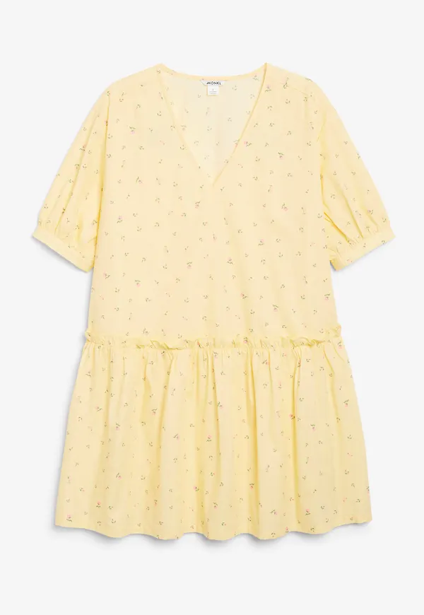 Monki Oversized Klänning I Bomull Gulblommig, Vardagsklänningar i storlek XL