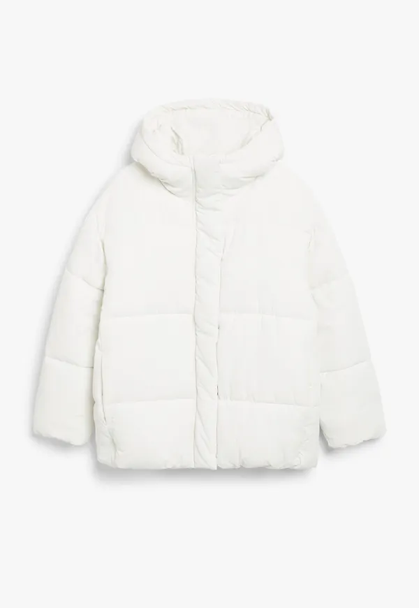 Monki Oversized Pufferjacka Med Huva Vit, Jackor i storlek L