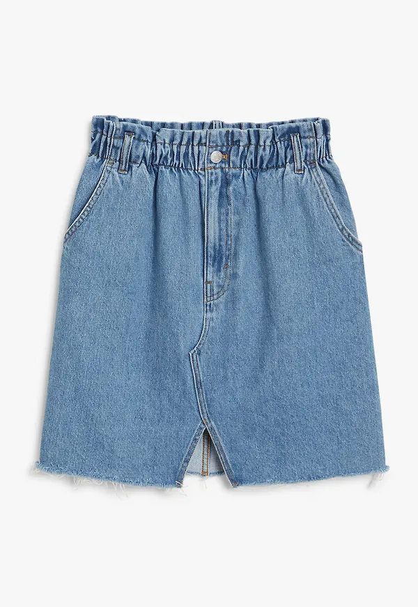Monki Raw Hem Denim Skirt Blue, Kjolar i storlek XS och färg Blå