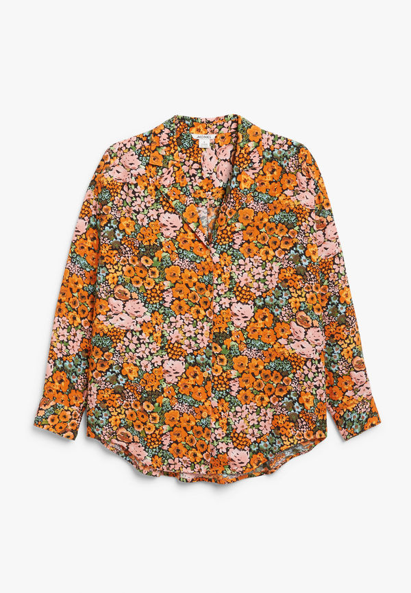 Monki Relaxed Lightweight Floral Shirt Multi-colour, Casualskjortor i storlek XXS
