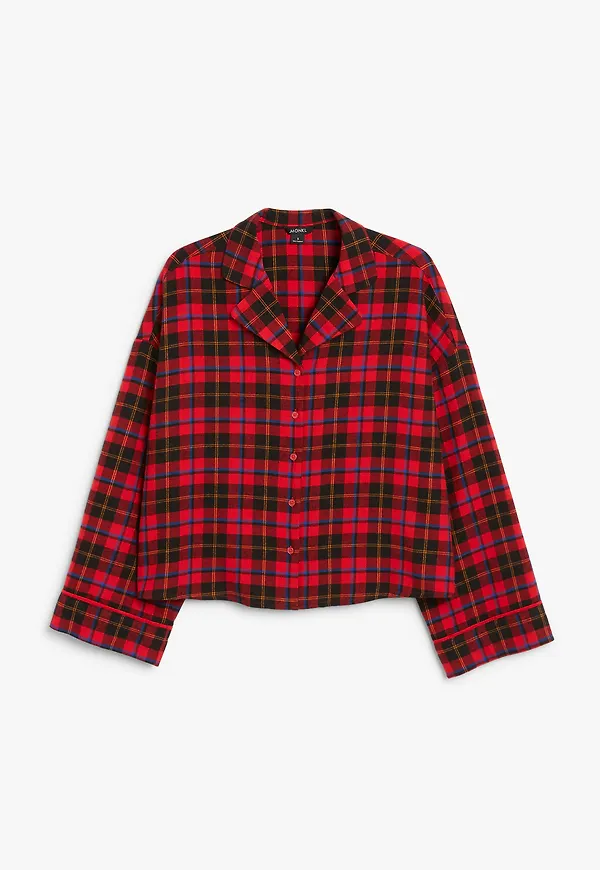Monki Röd Skotskrutig Pyjamaströja Röd/skotskrutig, Pyjamastoppar i storlek S och färg Brun