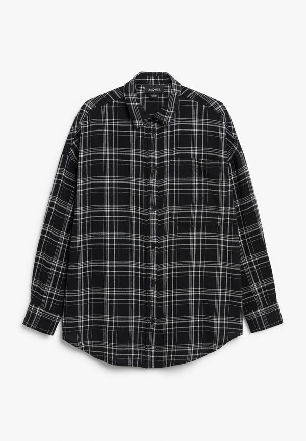 Monki Svart Flannelskjorta Med Lös Passform Djupsvart, Casualskjortor i storlek S