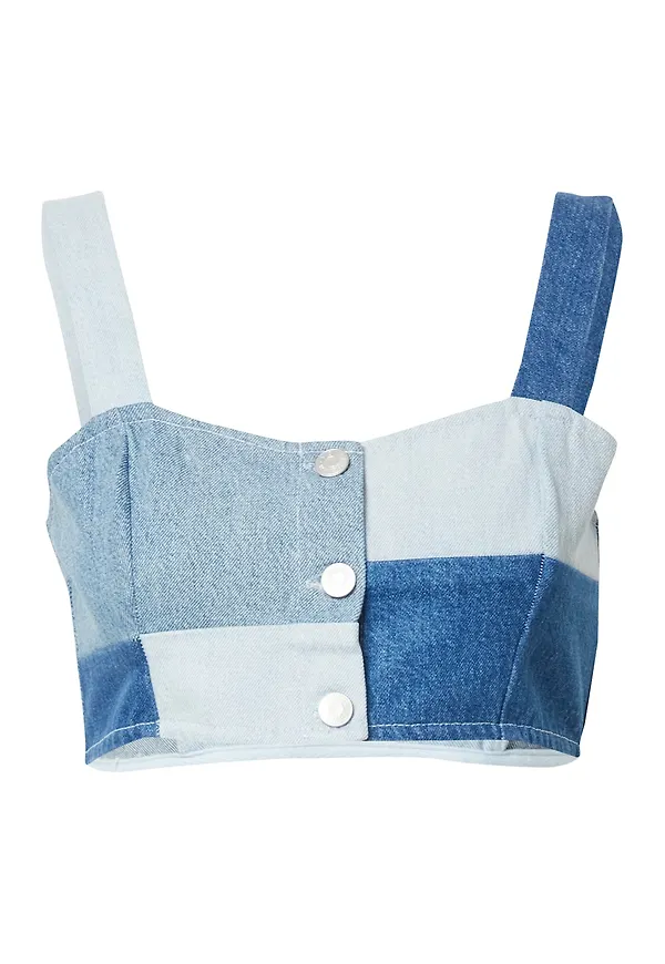 Monki Topp blå / blå denim / ljusblå