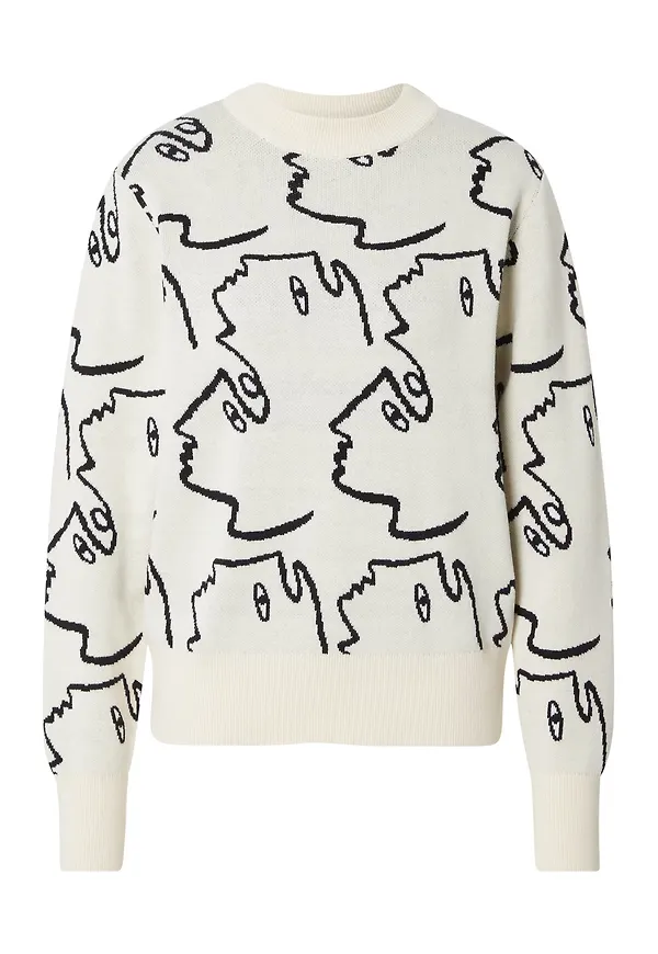 Monki Tröja 'Ambidextra' svart / vit