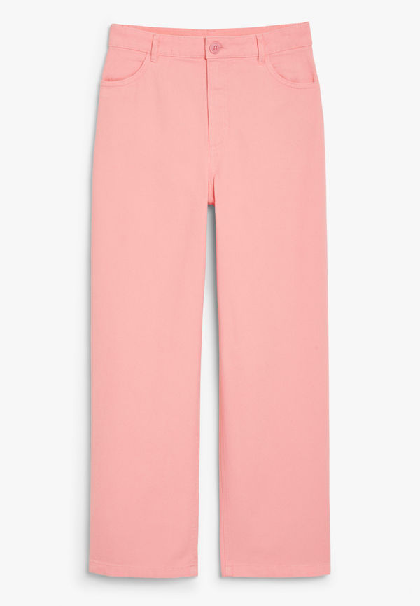 Monki Twillbyxor Med Hög Midja Rosa i storlek 32