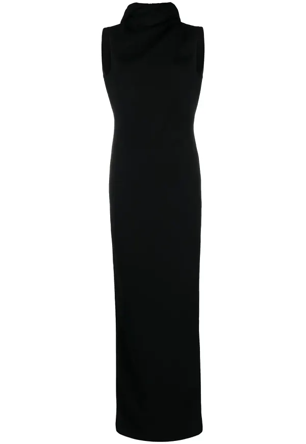 Mônot öppen rygg aftonklänning - Svart
