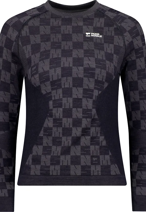 Mons Royale Women's Ascender Merino Seamless Long Sleeve Forged Iron/Black