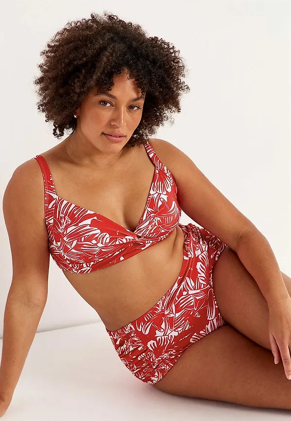 Mönstrad, bygellös bikini-bh
