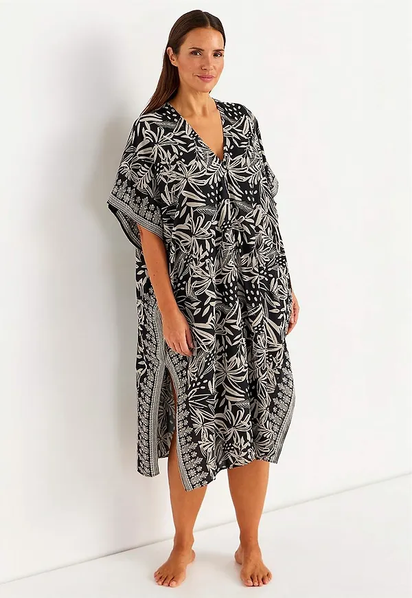 Mönstrad strandkaftan med knappar