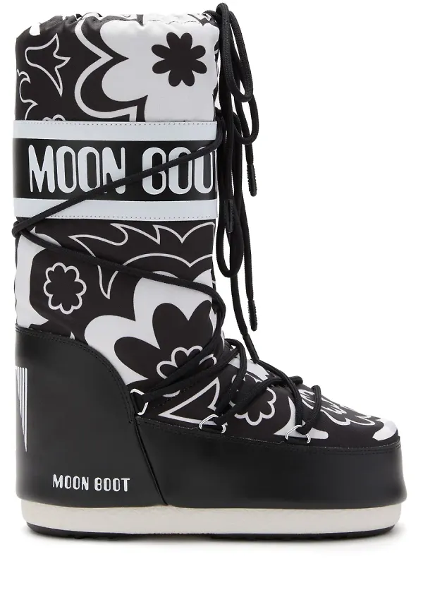 Moon Boot Icon blommiga stövlar - Svart